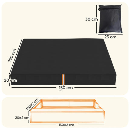 Sandbox Cover, Square Sandpit Cover Waterproof Dustproof UV Protection, Sandbox