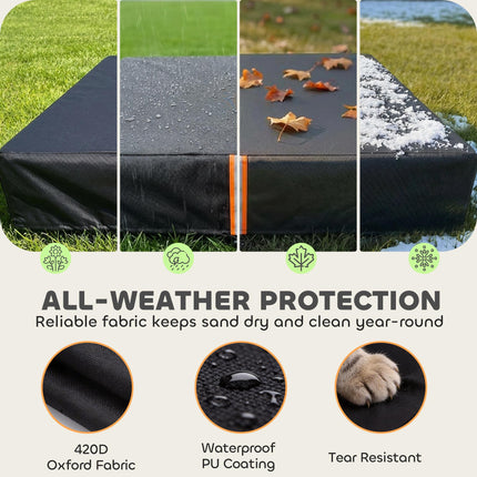 Sandbox Cover, Square Sandpit Cover Waterproof Dustproof UV Protection, Sandbox