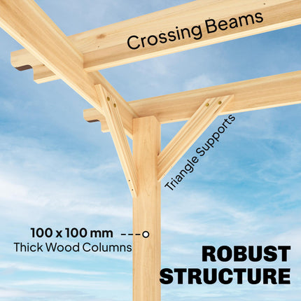3 x 3 m Wooden Pergola Kit, Garden Pergola Gazebo Arch with Trellis for Climbing