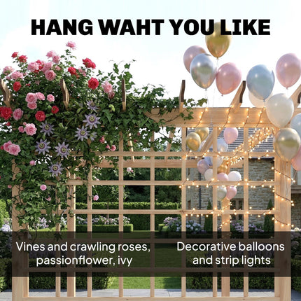 3 x 3 m Wooden Pergola Kit, Garden Pergola Gazebo Arch with Trellis for Climbing