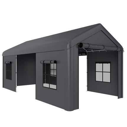 3 x 6 m Heavy Duty Carport, Portable Garage Car Canopy Tent with Galvanised Fram