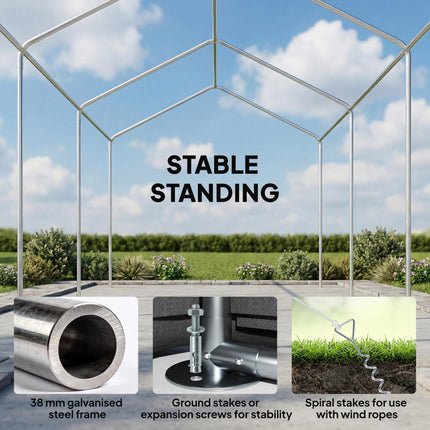 3 x 6 m Heavy Duty Carport, Portable Garage Car Canopy Tent with Galvanised Fram