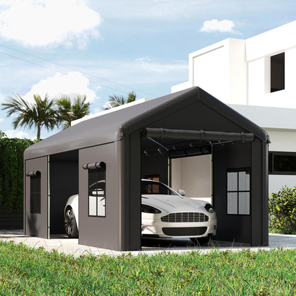 3 x 6 m Heavy Duty Carport, Portable Garage Car Canopy Tent with Galvanised Fram