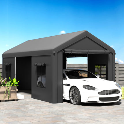 3 x 6 m Heavy Duty Carport, Portable Garage Car Canopy Tent with Galvanised Fram