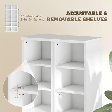 Set of 2 CD Media Display Shelf Unit Tower Rack with Adjustable Shelves, White