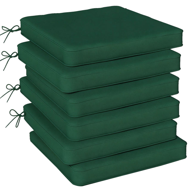 Set of 6 Chair Cushion Seat Pads Dining Chair w/ Straps, Indoor Outdoor Removabl