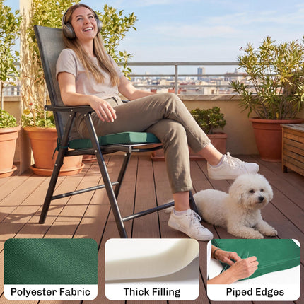 Set of 6 Chair Cushion Seat Pads Dining Chair w/ Straps, Indoor Outdoor Removabl