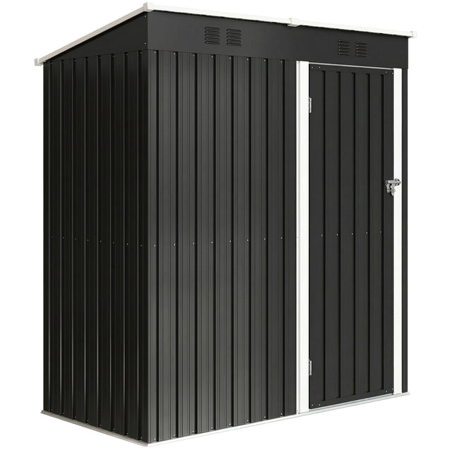 5 x 3 ft Lean-to Garden Shed, Outdoor Storage Shed with Lockable Door and Vents,