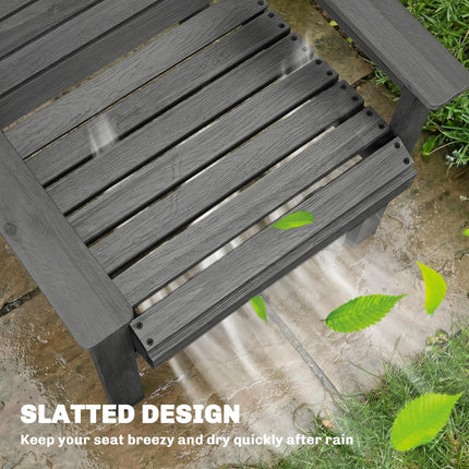 Wooden Garden Dining Chair, Outdoor Chair Garden Armchair with Curved Seat and Wide Armrests, Grey Embossed Finish