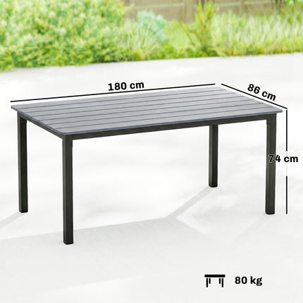 Garden Dining Table for 6-8 Person, 180 x 86 cm Rectangular Outdoor Dining Table