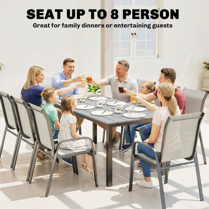 Garden Dining Table for 6-8 Person, 180 x 86 cm Rectangular Outdoor Dining Table