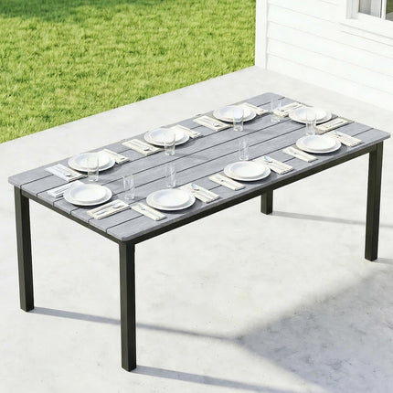 Garden Dining Table for 6-8 Person, 180 x 86 cm Rectangular Outdoor Dining Table