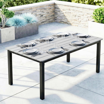 Garden Dining Table for 6-8 Person, 180 x 86 cm Rectangular Outdoor Dining Table