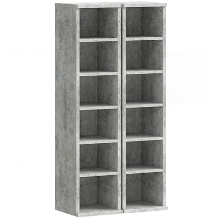 Set of 2 CD Media Display Shelf Unit Tower Rack with Adjustable Shelves, Grey