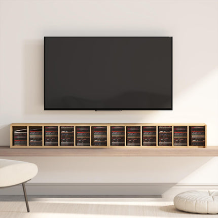 Set of 2 CD Media Display Shelf Unit Tower Rack with Adjustable Shelves, Natural