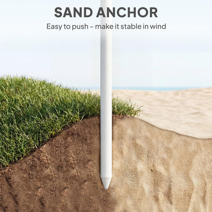 1.8 m Beach Umbrella Parasol with Sand Anchor, Portable Tilting Garden Parasol with Adjustable Height, Light Grey