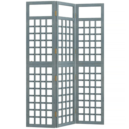 3-Panel Garden Privacy Screen, Freestanding Foldable Wooden Outdoor Divider/Trellis, Decorative Privacy Screen, Grey