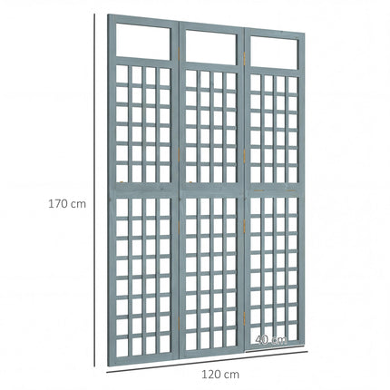 3-Panel Garden Privacy Screen, Freestanding Foldable Wooden Outdoor Divider/Trellis, Decorative Privacy Screen, Grey