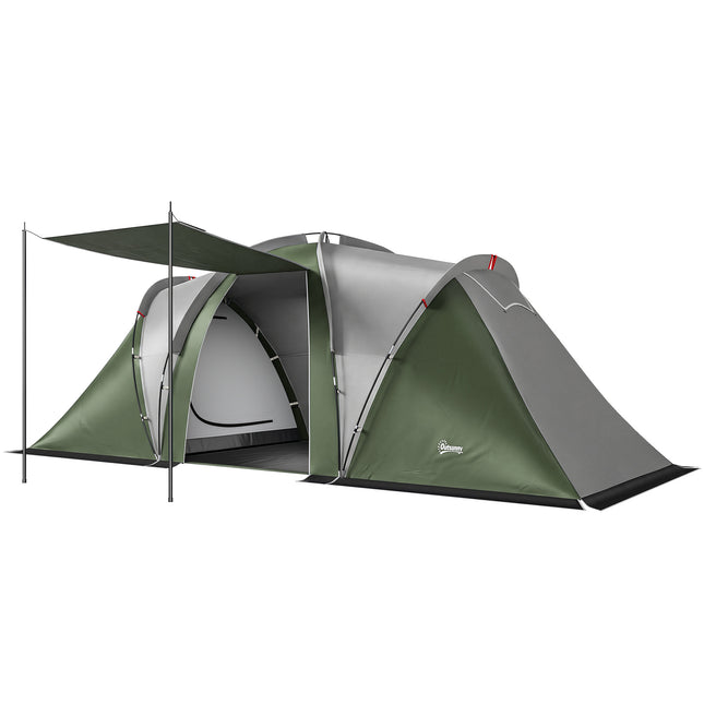 Family Camping Tent 3000mm Waterproof Windproof Tunnel Tent 8-12 Person Two Bedrooms Green
