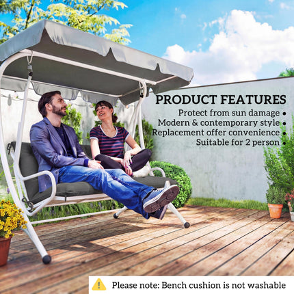 Garden Bench Cushion, 2 Seater Swing Chair Cushion, Seat Pad with Ties for Indoor and Outdoor Use, 110 x 120 cm, Black