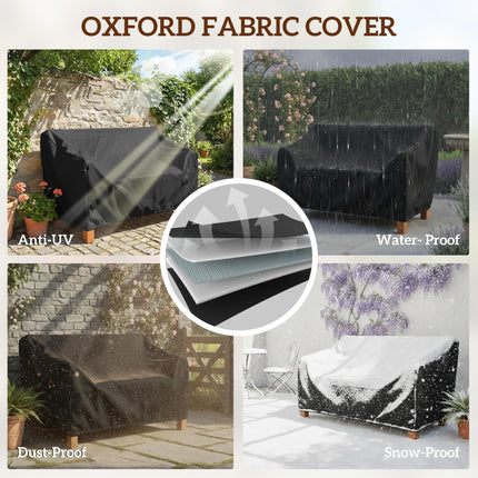 Garden Bench 2 Seater, Wooden Outdoor Bench with Waterproof Cover, Garden Seat with Ergonomic Backrest