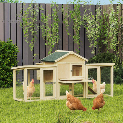 Large Chicken Coop, Wooden Outdoor Chicken Cage Poultry Hen House with Nesting B