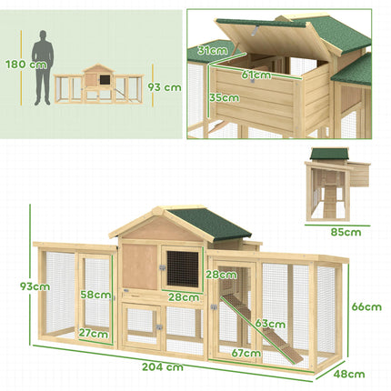 Large Chicken Coop, Wooden Outdoor Chicken Cage Poultry Hen House with Nesting B