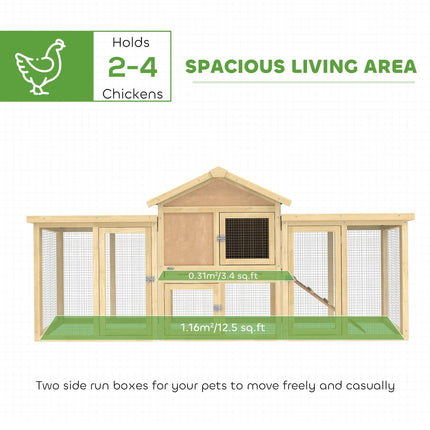 Large Chicken Coop, Wooden Outdoor Chicken Cage Poultry Hen House with Nesting B