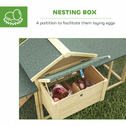 Large Chicken Coop, Wooden Outdoor Chicken Cage Poultry Hen House with Nesting B