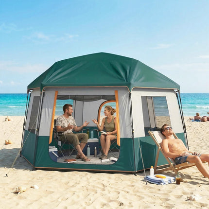 Cabin Tent Easy Setup 3000mm Waterproof Camping Tent 4 Person with Carrying Bag Green
