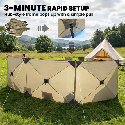 Camping Windbreak Pop Up Windbreaker Blocker with Ropes Pegs for Beach Caravan O