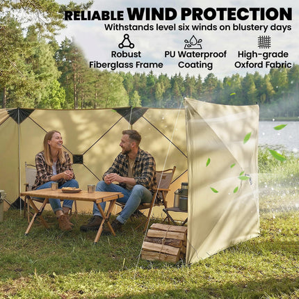 Camping Windbreak Pop Up Windbreaker Blocker with Ropes Pegs for Beach Caravan O