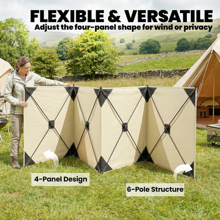Camping Windbreak Pop Up Windbreaker Blocker with Ropes Pegs for Beach Caravan O