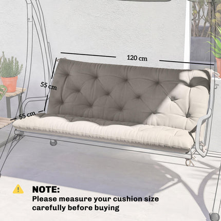 Garden Bench Cushion, 2 Seater Swing Chair Cushion, Seat Pad with Ties for Indoor and Outdoor Use, 110 x 120 cm