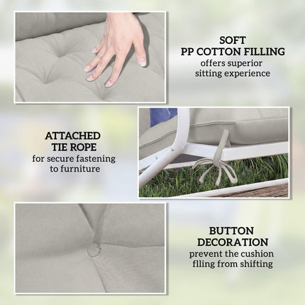 Garden Bench Cushion, 2 Seater Swing Chair Cushion, Seat Pad with Ties for Indoor and Outdoor Use, 110 x 120 cm