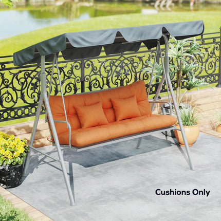 Outdoor Seat Cushions Back Cushion with 2 Pillows, Water Repellent Seat Pads for 3-Seater Chair, Orange