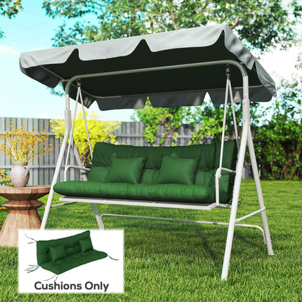 Outdoor Seat Cushions Back Cushion with 2 Pillows, Water Repellent Seat Pads for 3-Seater Chair, Green