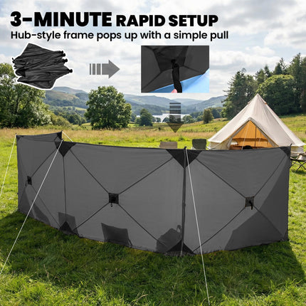 Camping Windbreak Pop Up Windbreaker Blocker with Ropes Pegs for Beach Caravan O 1