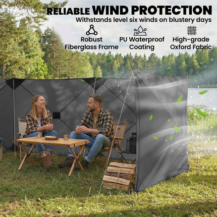 Camping Windbreak Pop Up Windbreaker Blocker with Ropes Pegs for Beach Caravan O 1
