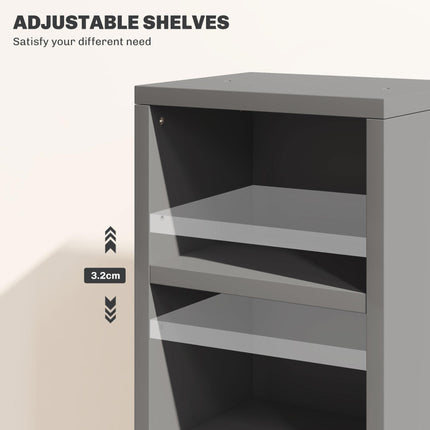 Set of 2 CD Media Display Shelf Unit Tower Rack with Adjustable Shelves, High Gloss Grey