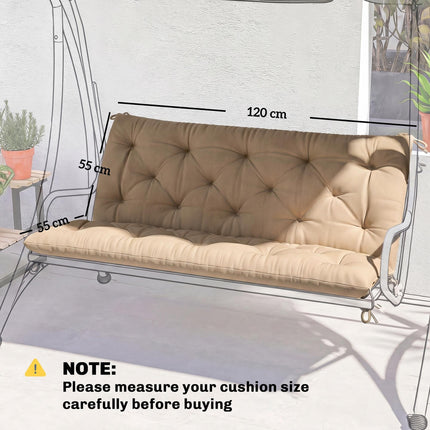 Garden Bench Cushion, 2 Seater Swing Chair Cushion, Seat Pad with Ties for Insid