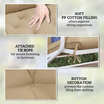 Garden Bench Cushion, 2 Seater Swing Chair Cushion, Seat Pad with Ties for Insid