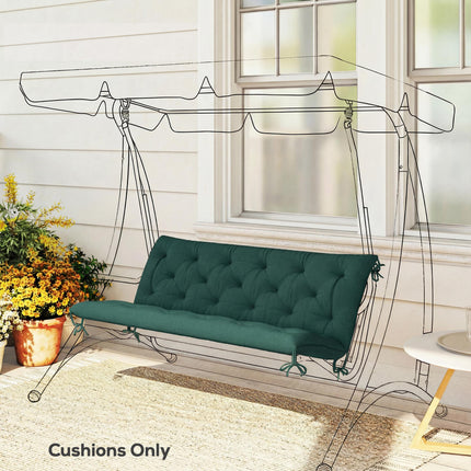 3 Seater Bench Cushion, Garden Chair Cushion with Back and Ties for Indoor and Ties For Indoor And O