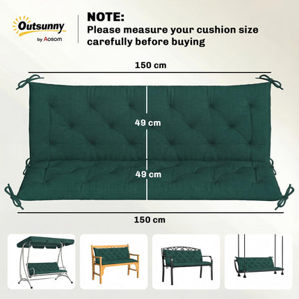3 Seater Bench Cushion, Garden Chair Cushion with Back and Ties for Indoor and Ties For Indoor And O