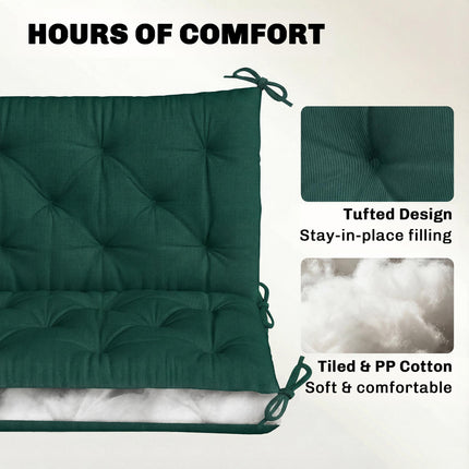 3 Seater Bench Cushion, Garden Chair Cushion with Back and Ties for Indoor and Ties For Indoor And O