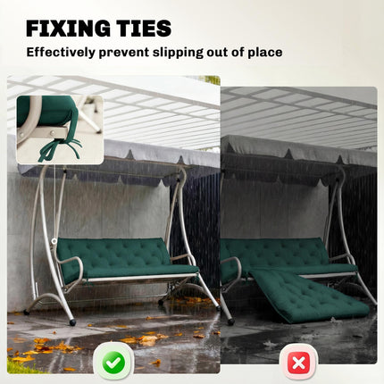 3 Seater Bench Cushion, Garden Chair Cushion with Back and Ties for Indoor and Ties For Indoor And O