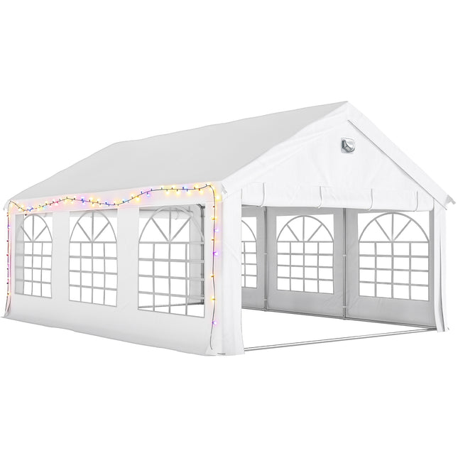 6 x 4 m Party Tent, Heavy Duty Gazebo Canopy with Windows, Outdoor Party Wedding Tent with 4 Removable Sidewalls