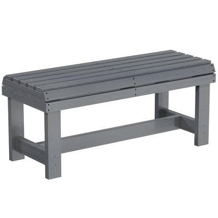 Wooden Outdoor Bench, 2 Seater Garden Bench, Backless Patio Bench with Slatted Curved Seat, Grey Embossed Finish