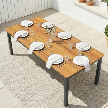 Garden Dining Table for 6-8 Person, 180 x 86 cm Rectangular Outdoor Dining Table