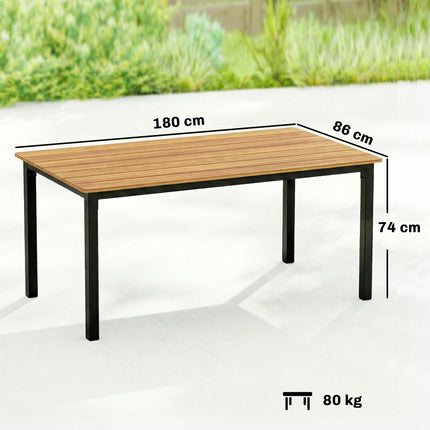 Garden Dining Table for 6-8 Person, 180 x 86 cm Rectangular Outdoor Dining Table